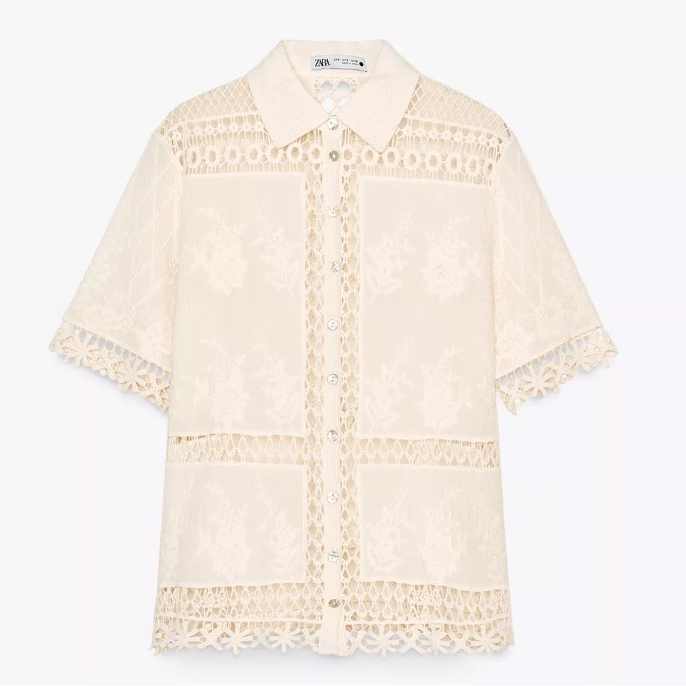 ZARA ZW COLLECTION COMBINATION CROCHET BLOUSE